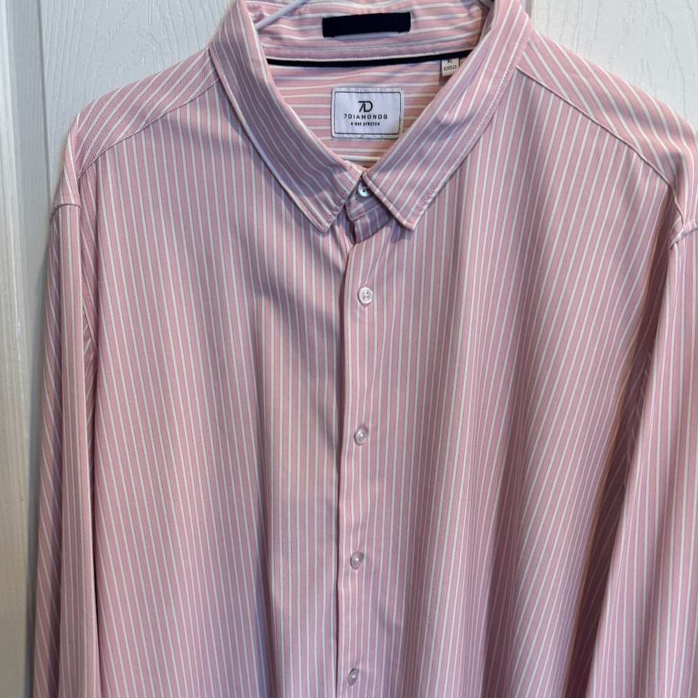 7 DIAMONDS Men's Long Sleeve Button Down Shirt Size XL 4 Way Stretch